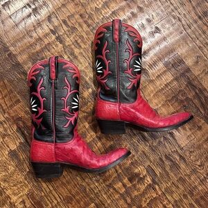 Vintage Lucchese boots - Red Full Quill Ostrich